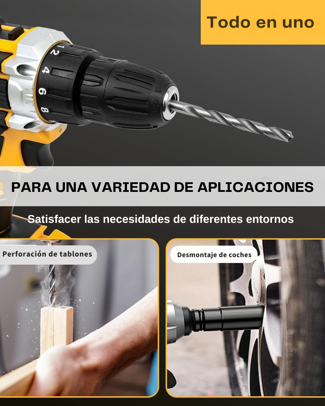 Kit de taladro 26PZ 2 batería de 21V (Ideal para cualquier tipo de trabajo)