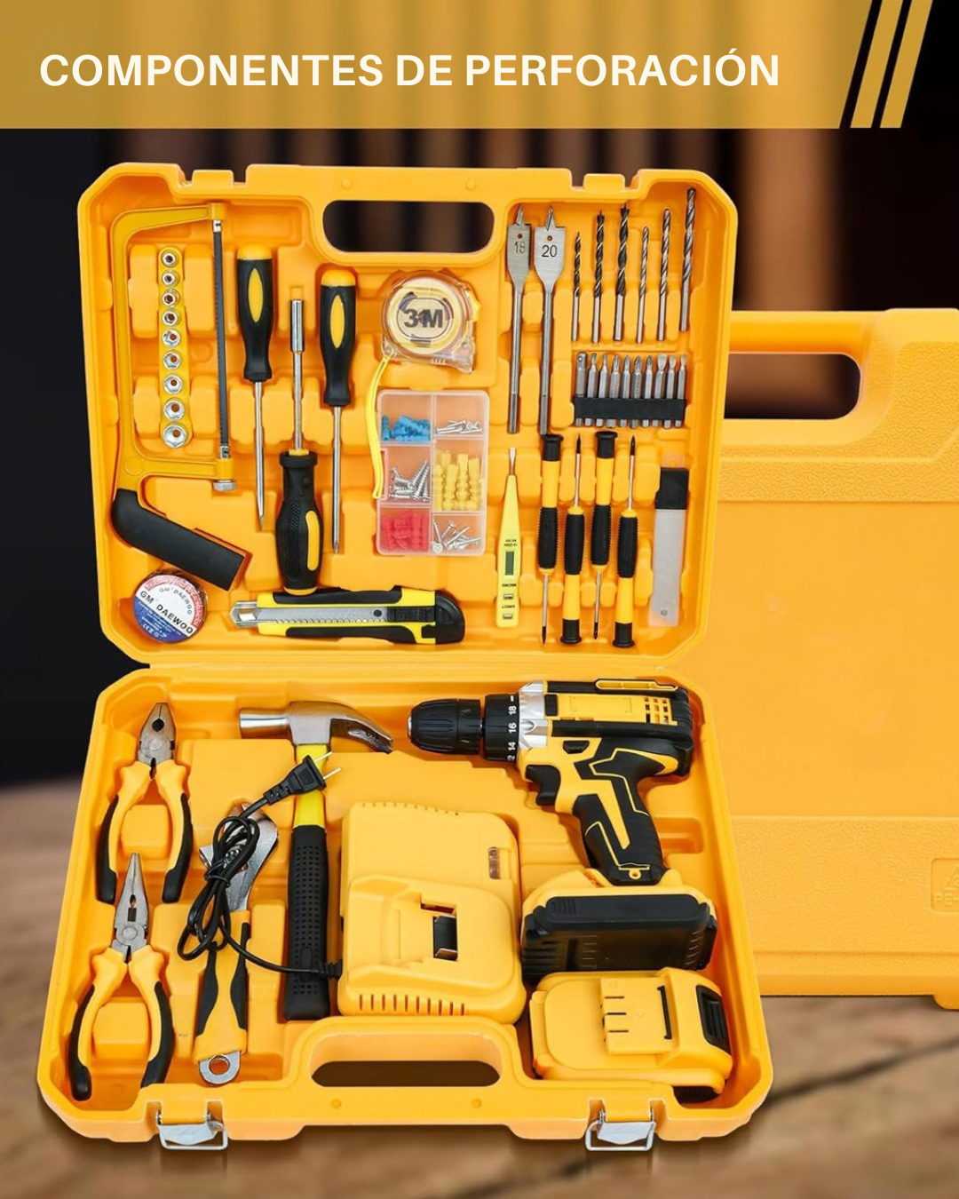 Kit de taladro 26PZ 2 batería de 21V (Ideal para cualquier tipo de trabajo)