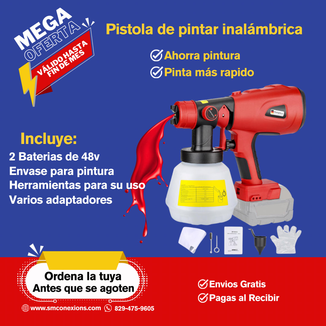 Pistola portátil para pintar de 48v