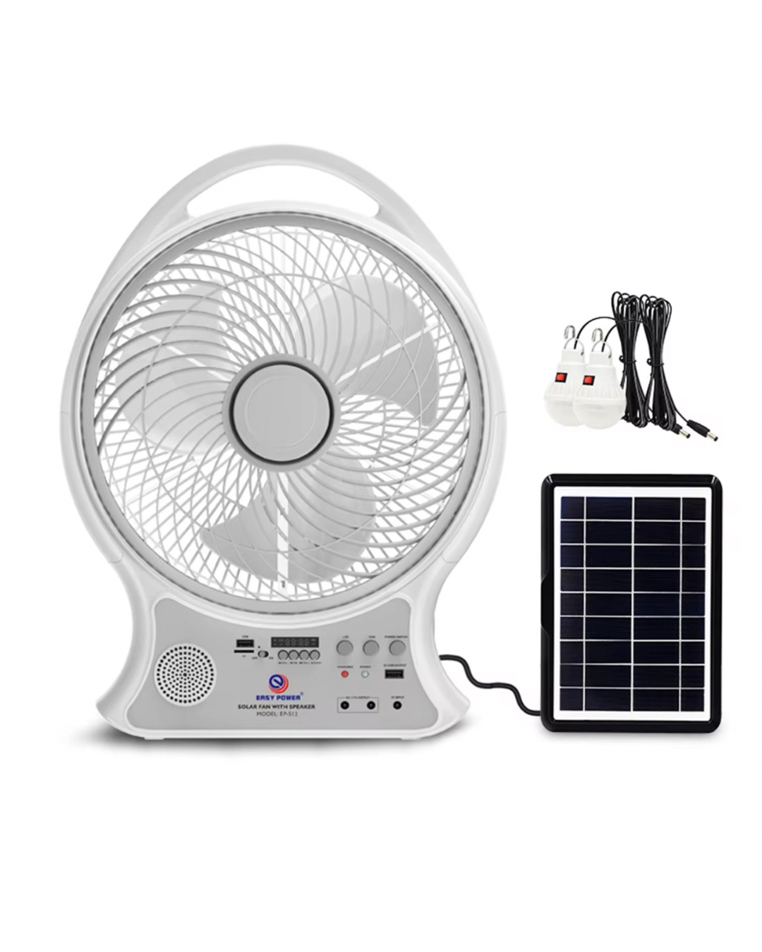 Abanico Solar Recargable con Bluetooth y FM