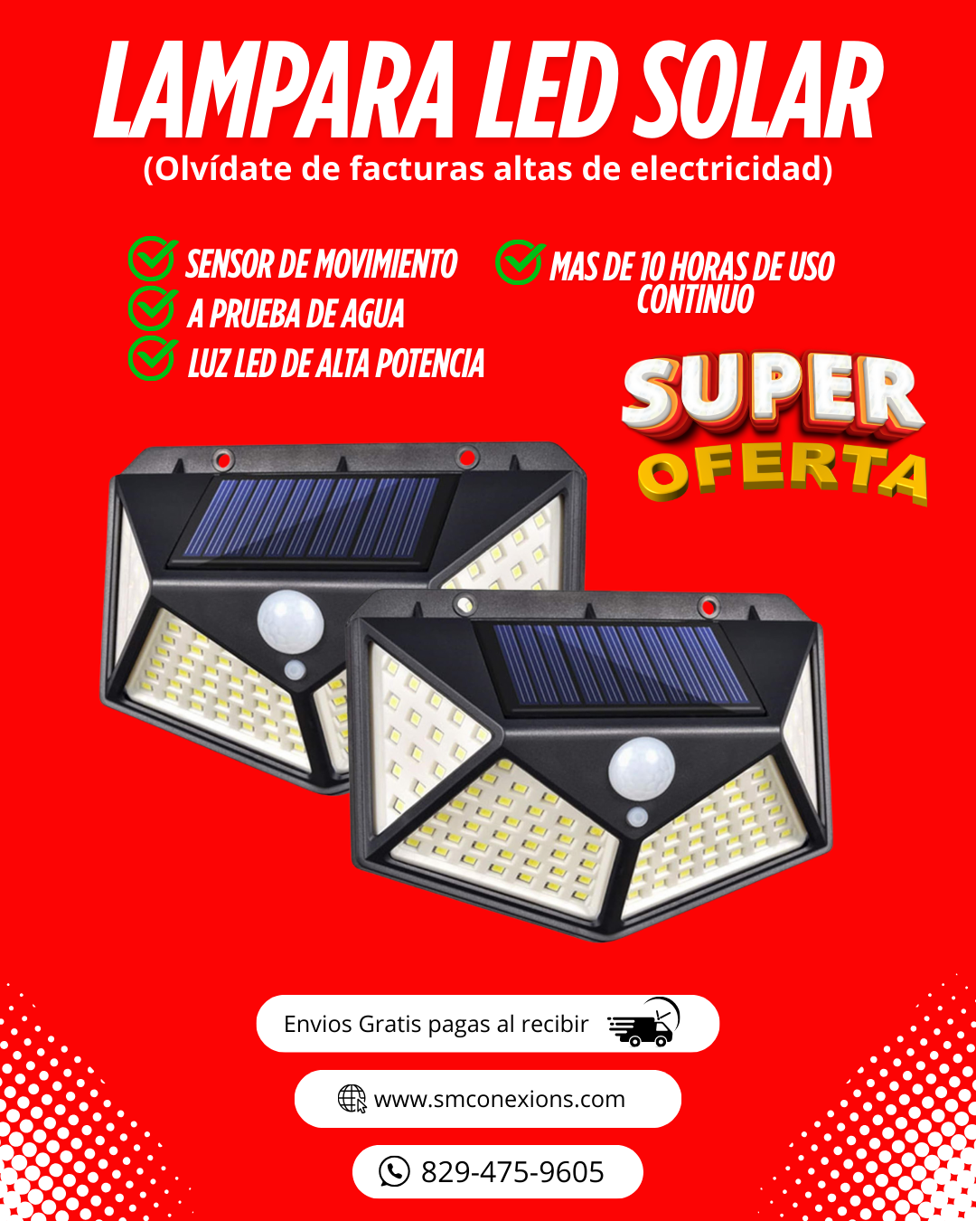 Lámpara led solar impermeable
