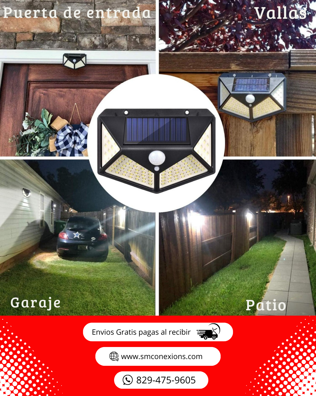 Lámpara led solar impermeable