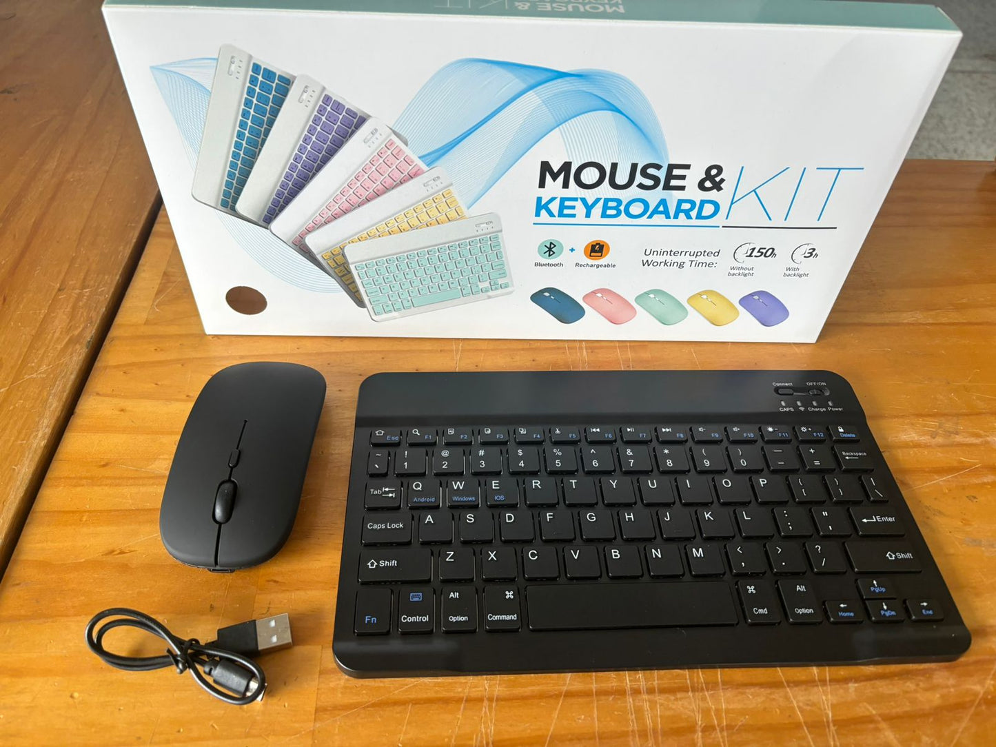 Teclado y mouse inalámbrico recargables, conexión bluetooth