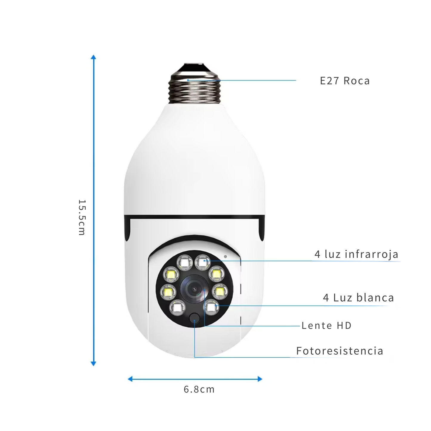 Cámara Wifi YOOSEE 1080P Bombilla Wifi E27 Cámara de vigilancia Visión nocturna a color Seguimiento humano Protección de seguridad para el hogar inteligente