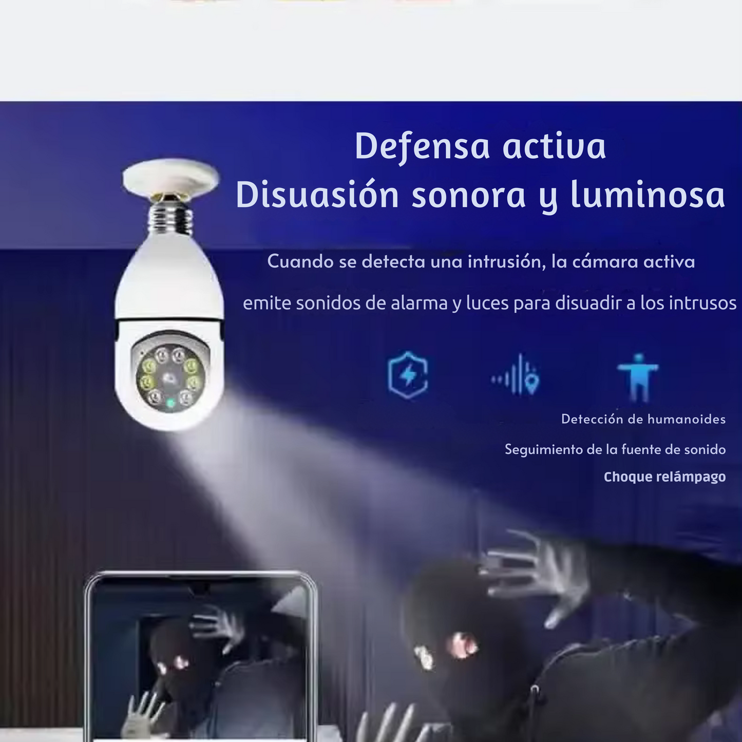 Cámara Wifi YOOSEE 1080P Bombilla Wifi E27 Cámara de vigilancia Visión nocturna a color Seguimiento humano Protección de seguridad para el hogar inteligente