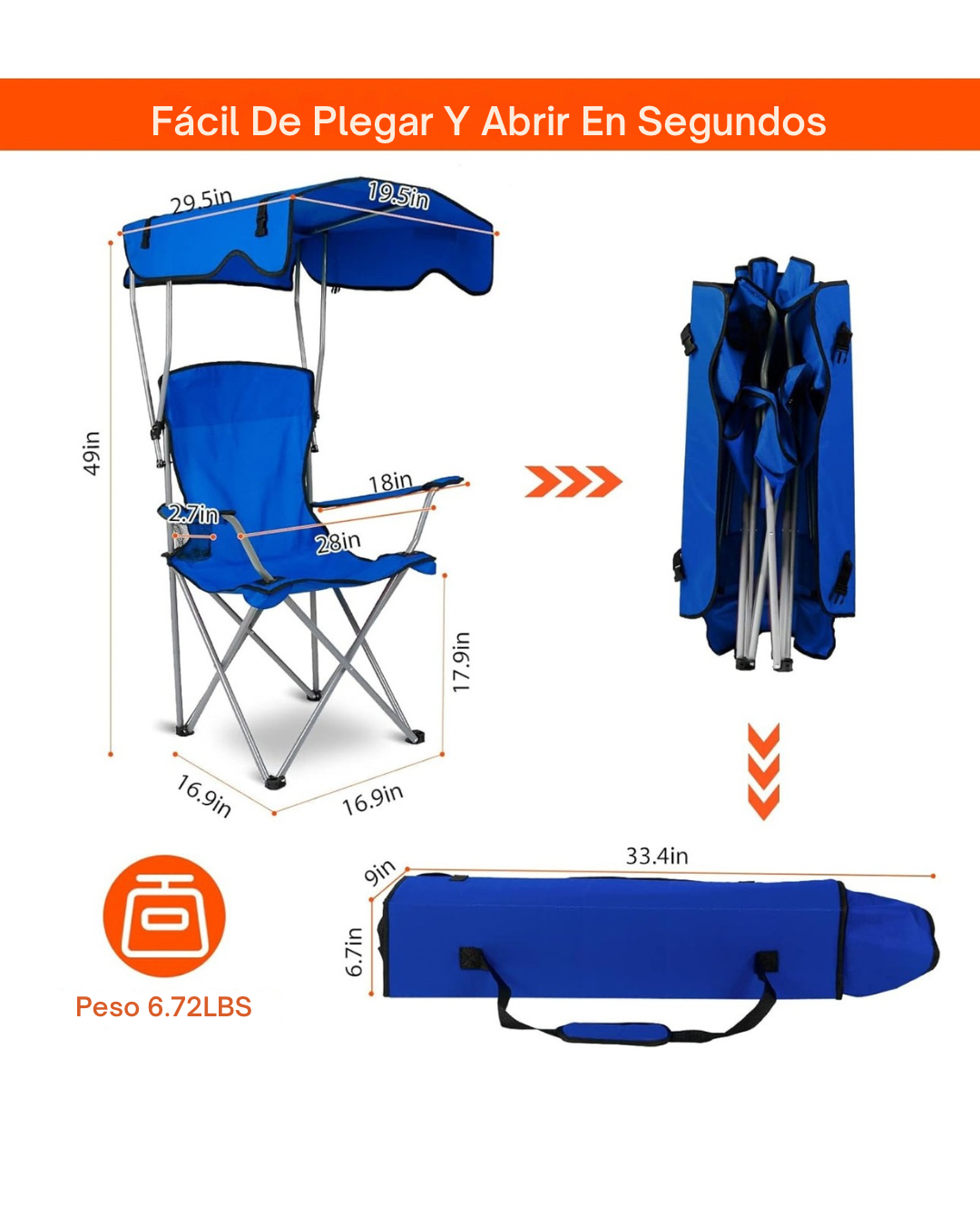 Silla playera con sombrilla