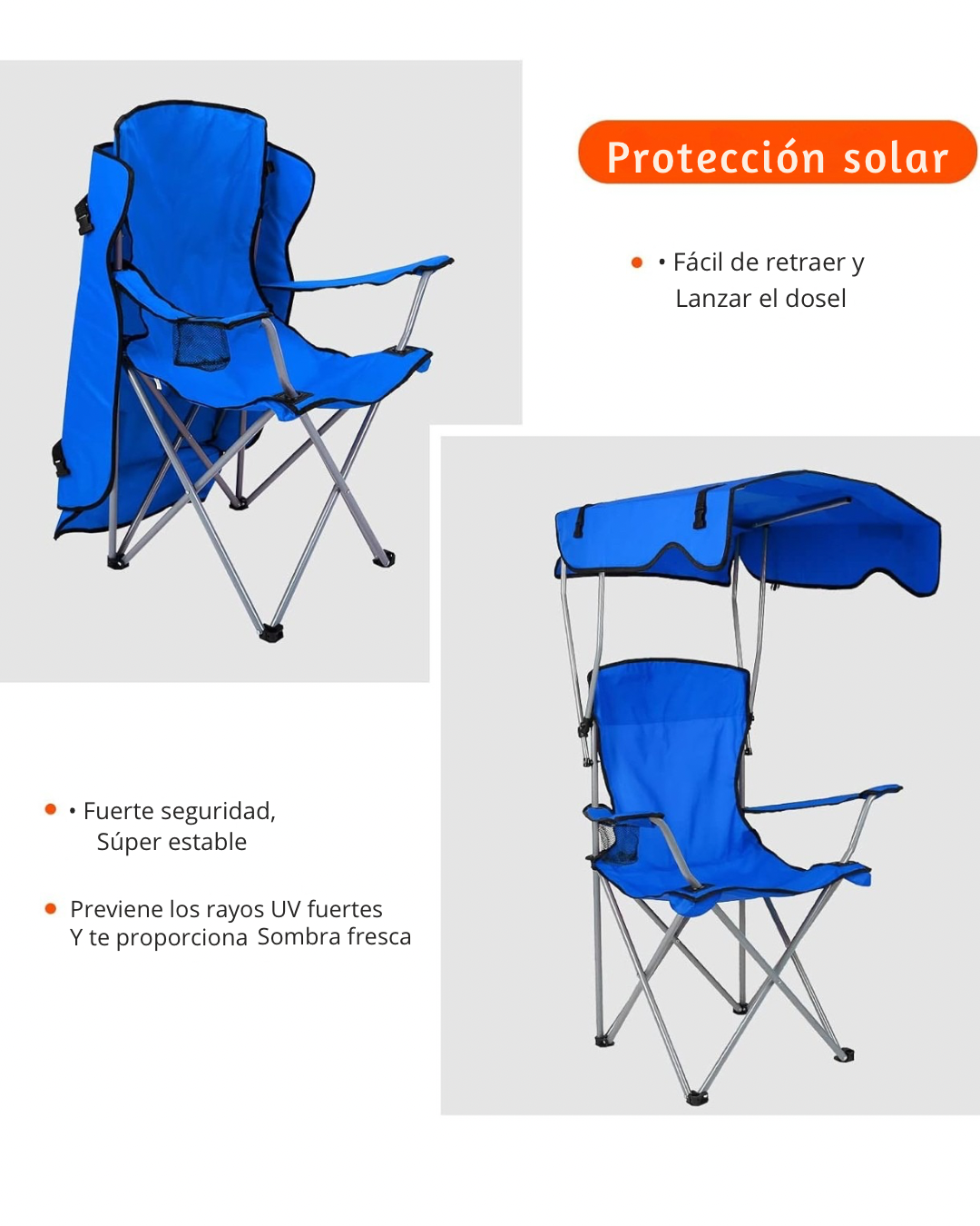 Silla playera con sombrilla