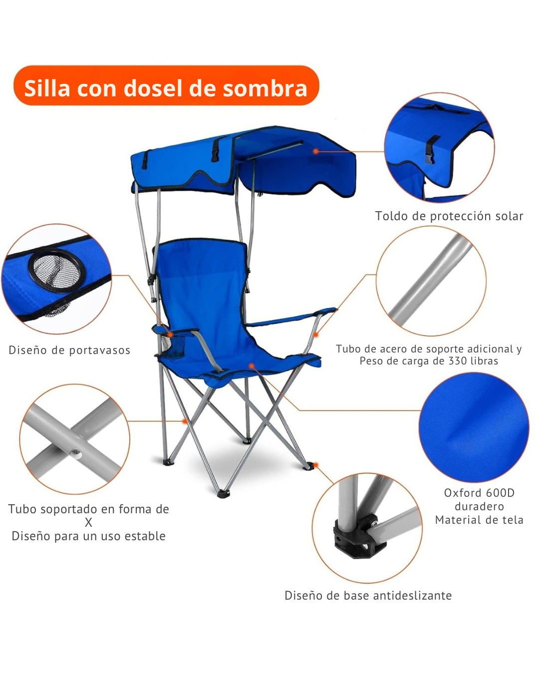 Silla playera con sombrilla