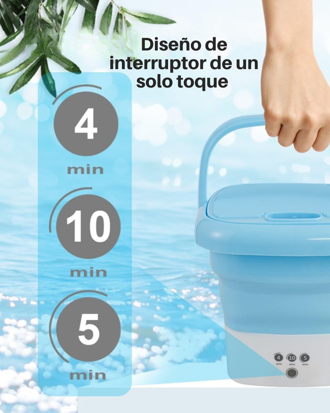Lavadora portátil plegable perfecta para ropa pequeña diaria, ideal para actividades al aire libre, viajes en RV y vida en espacios pequeños.